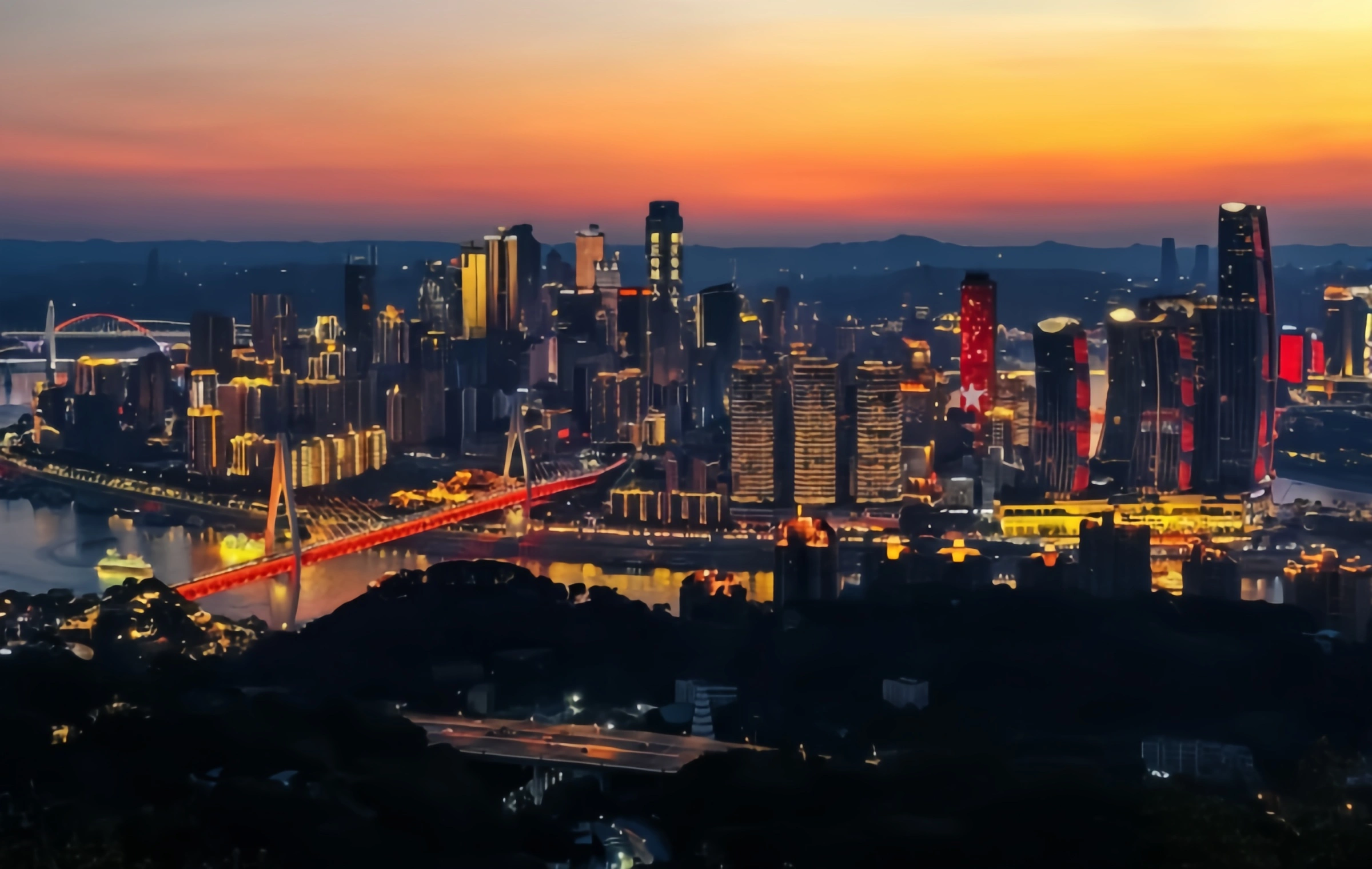 Chongqing 南山 Scenic エリア:三次元スカイガーデン アーバンスカイにサスペンド