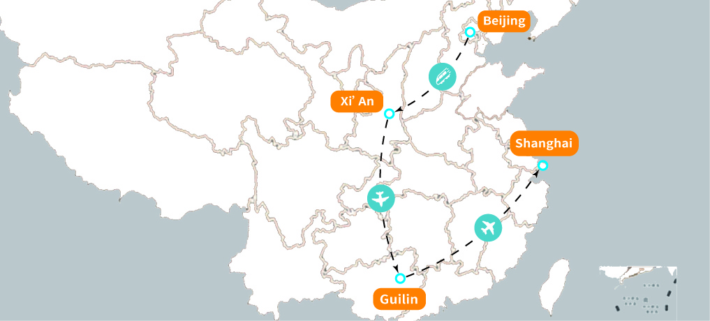 China Historical & Landscape Tours  Map