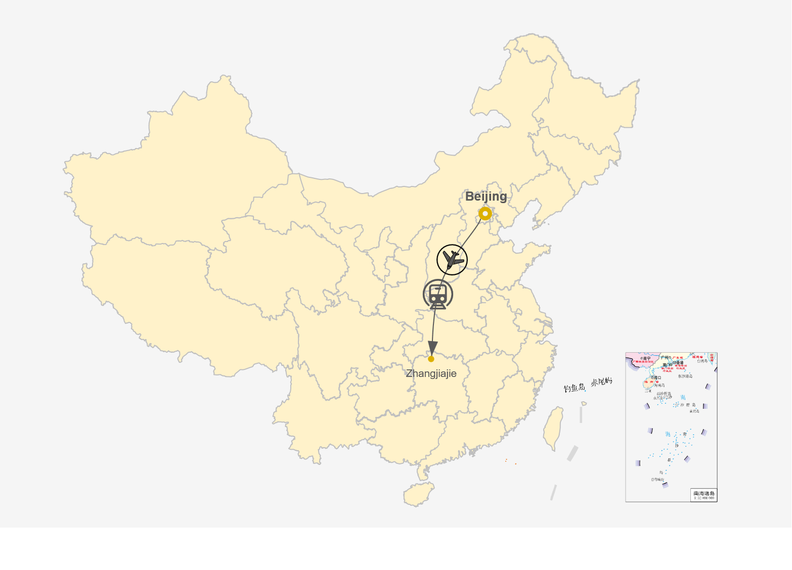 Tour de Beijing a Zhangjiajie Map